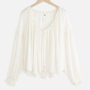 NWT Free People Banda Blouse Color Ivory Size L